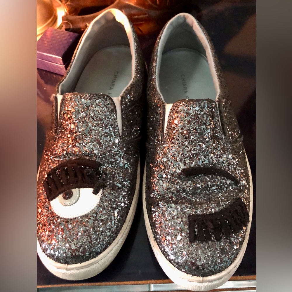 Chiara Ferragni Silver Black Sneakers